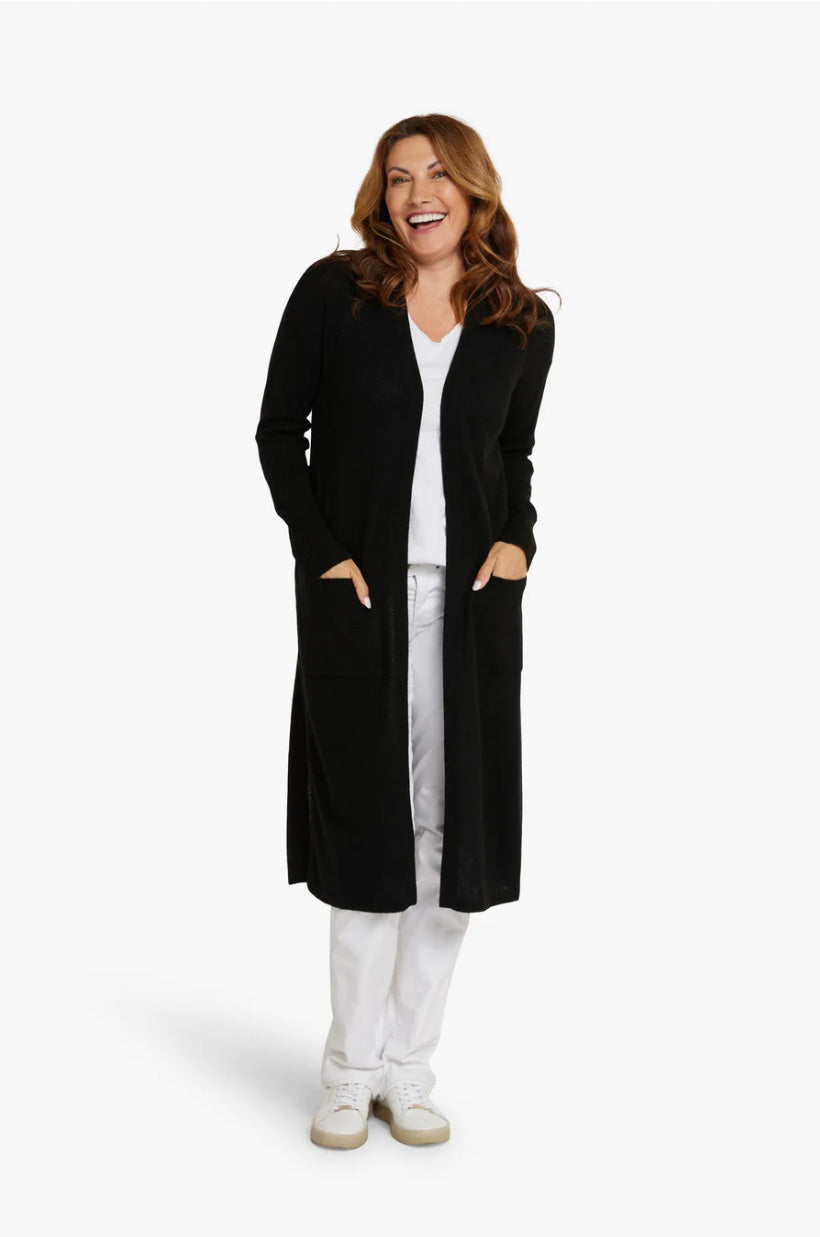 Longline Cashmere Cardigan - Ebony