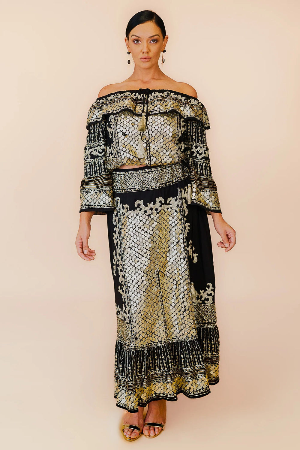 Anannasa Kali Embelished Skirt Black