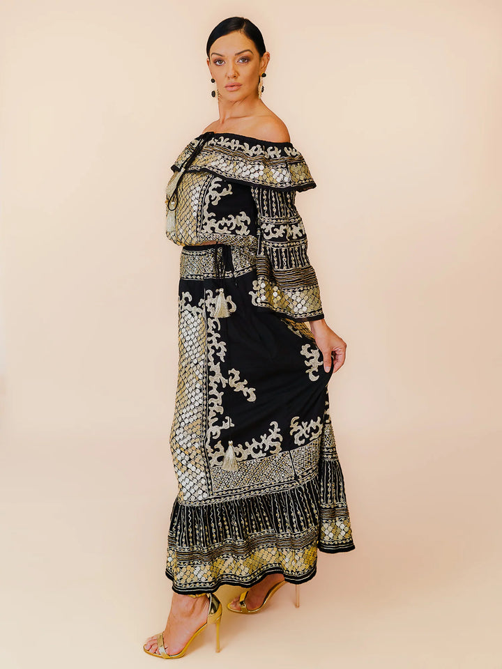 Anannasa Kali Embelished Skirt Black