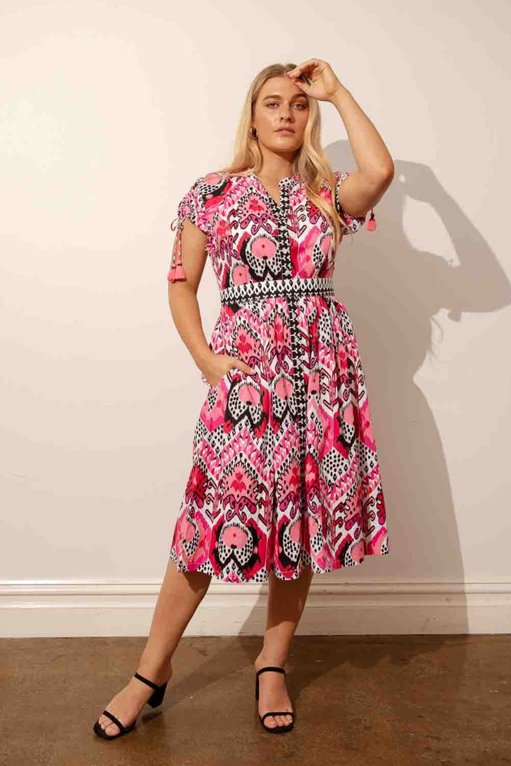 Ikat Midi Dress - Pink