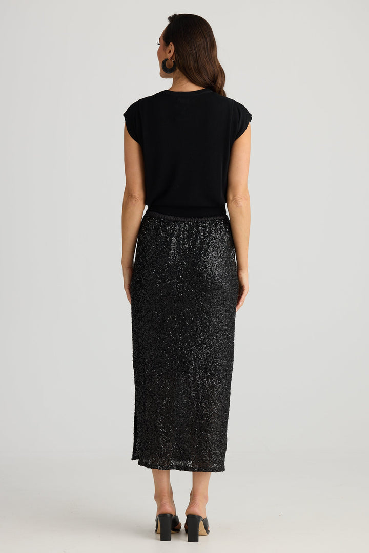 Brave & True Razzle Skirt Black Sequin