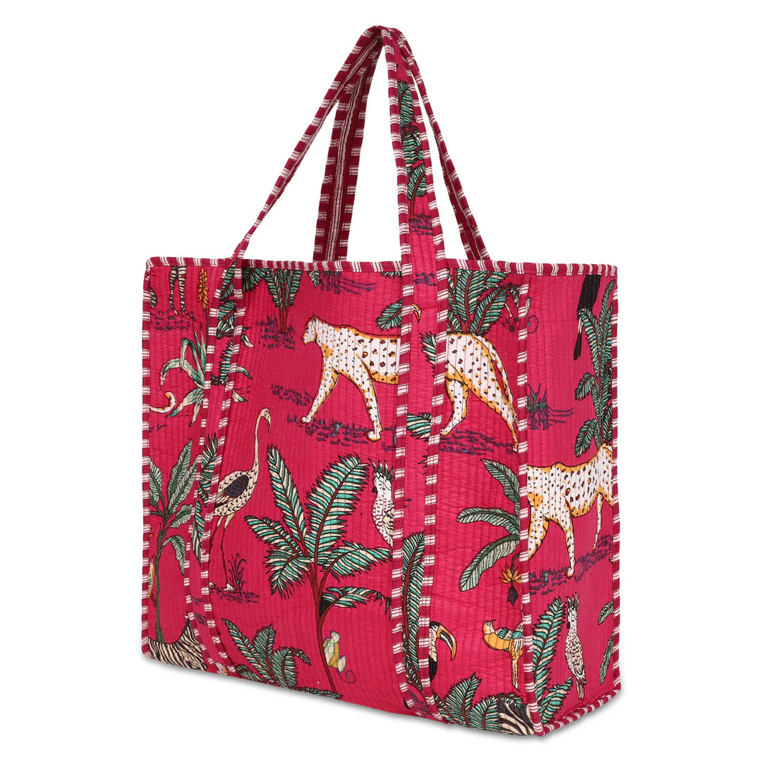 Jungle Cotton Tote - Hot Pink