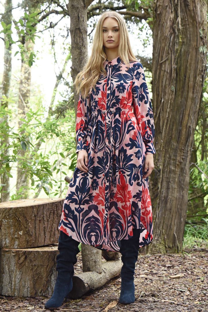 Draw Me Near Dress - Pink & Navy