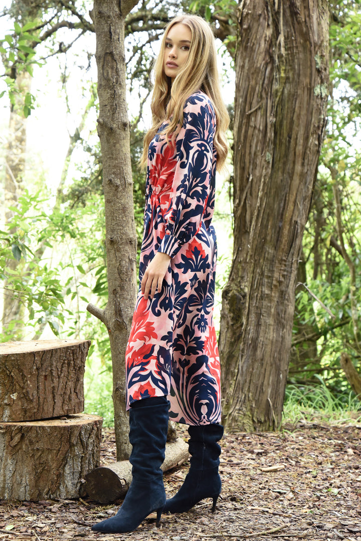 Draw Me Near Dress - Pink & Navy