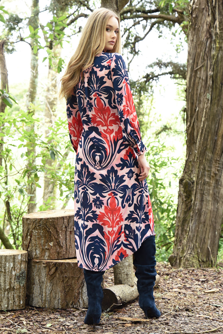 Draw Me Near Dress - Pink & Navy