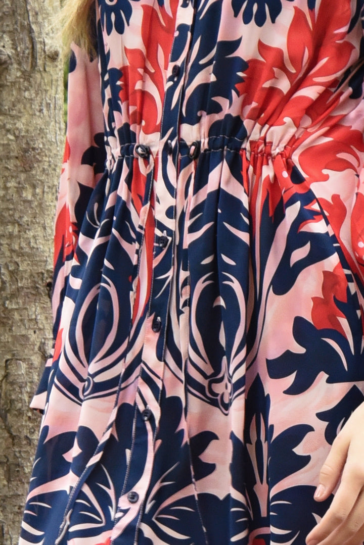 Draw Me Near Dress - Pink & Navy