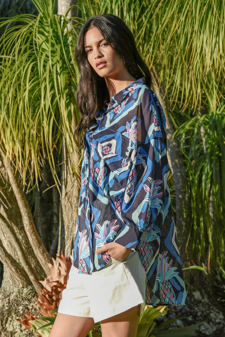 Take it Easy Shirt - Blue Aloha