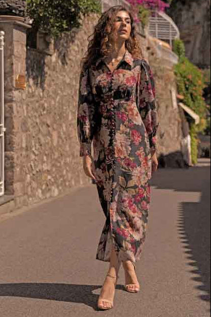 kachel mixed floral print midi dress Kachel Ada Dress