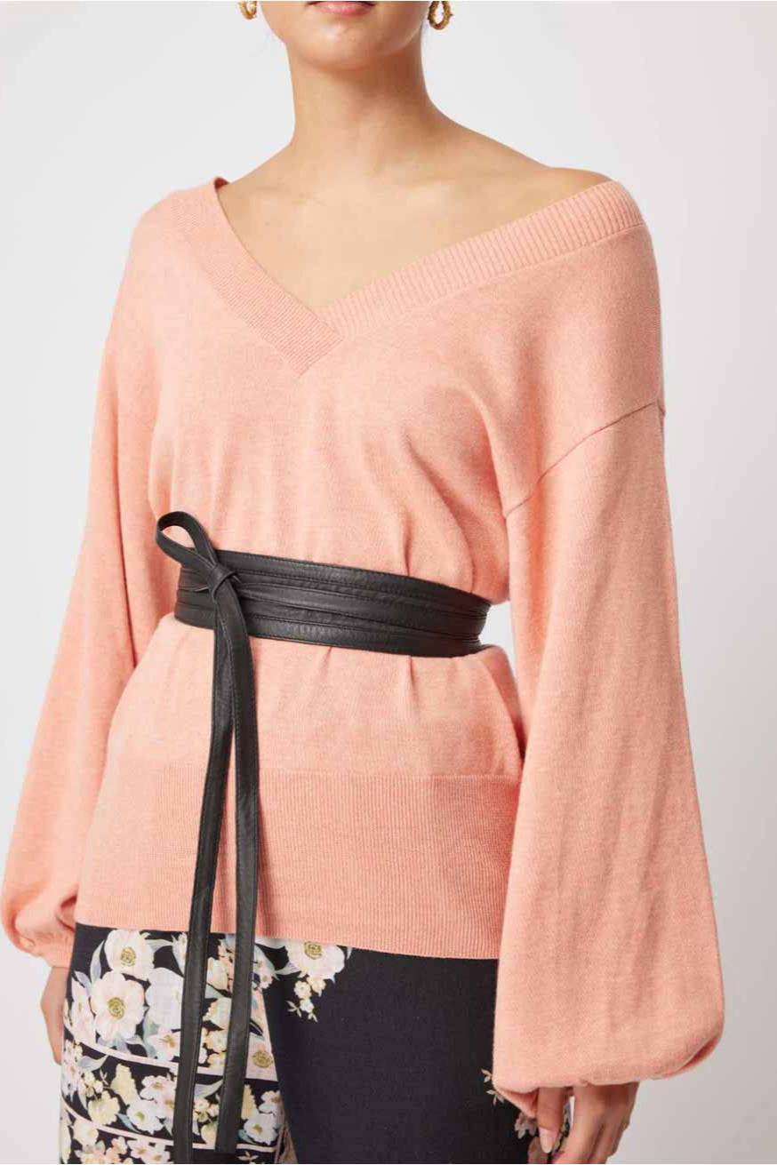 Milton Leather Variegated Wrap Belt - Black