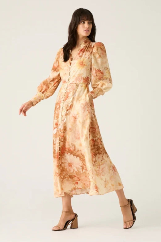 eucalyptus green midi dress Arielle Jacquard Floral Ely Midi Dress Black / XS by Sugarlips