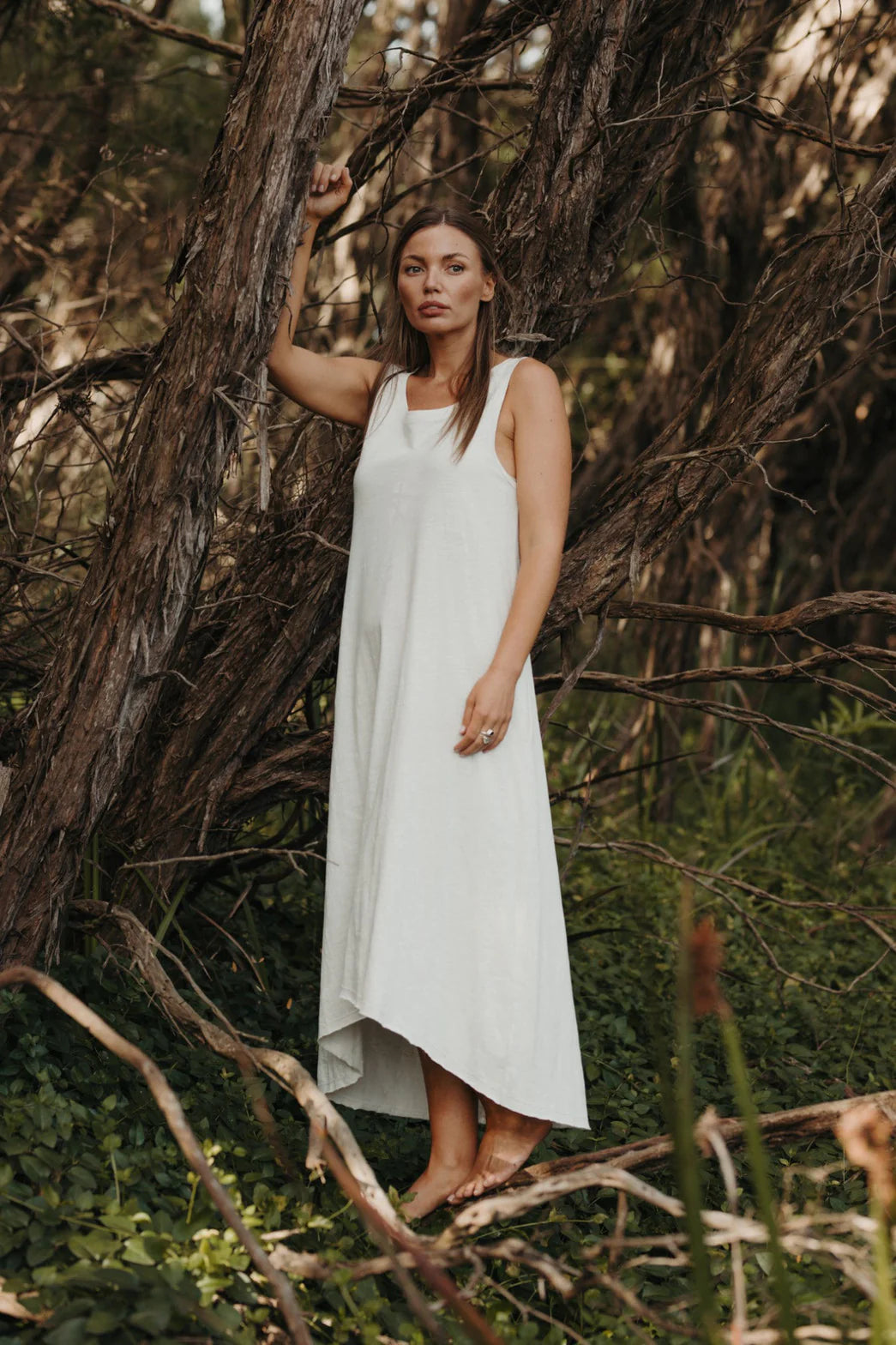 Shoreline Fine Slub Breeze Dress Bright White