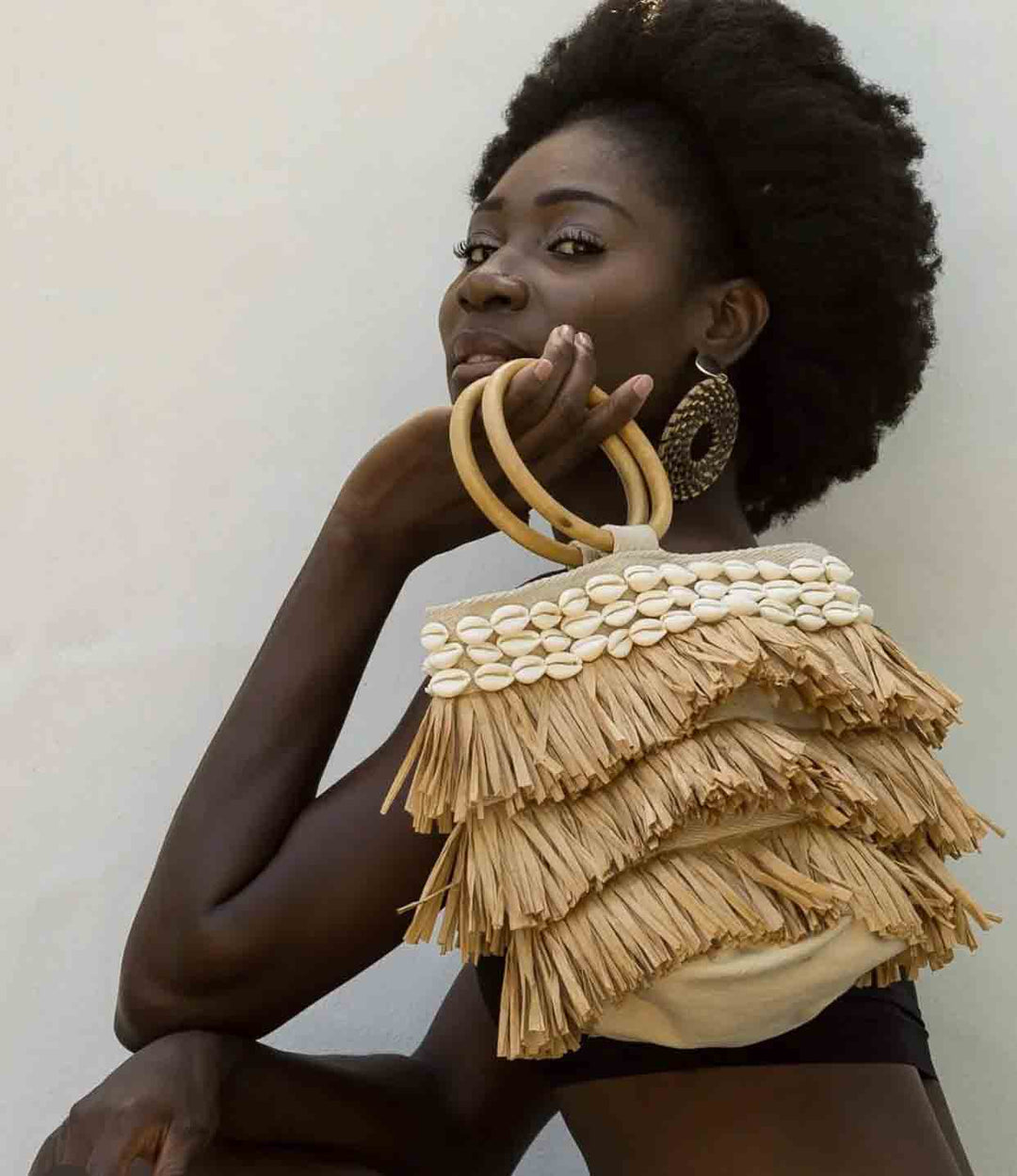 Shell Fringed Tote - Natural