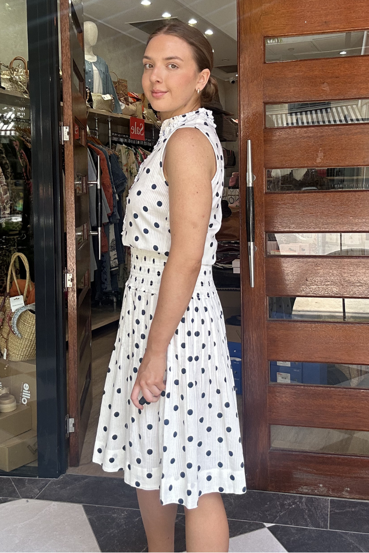 Ruby Midi Dress - Navy Polka