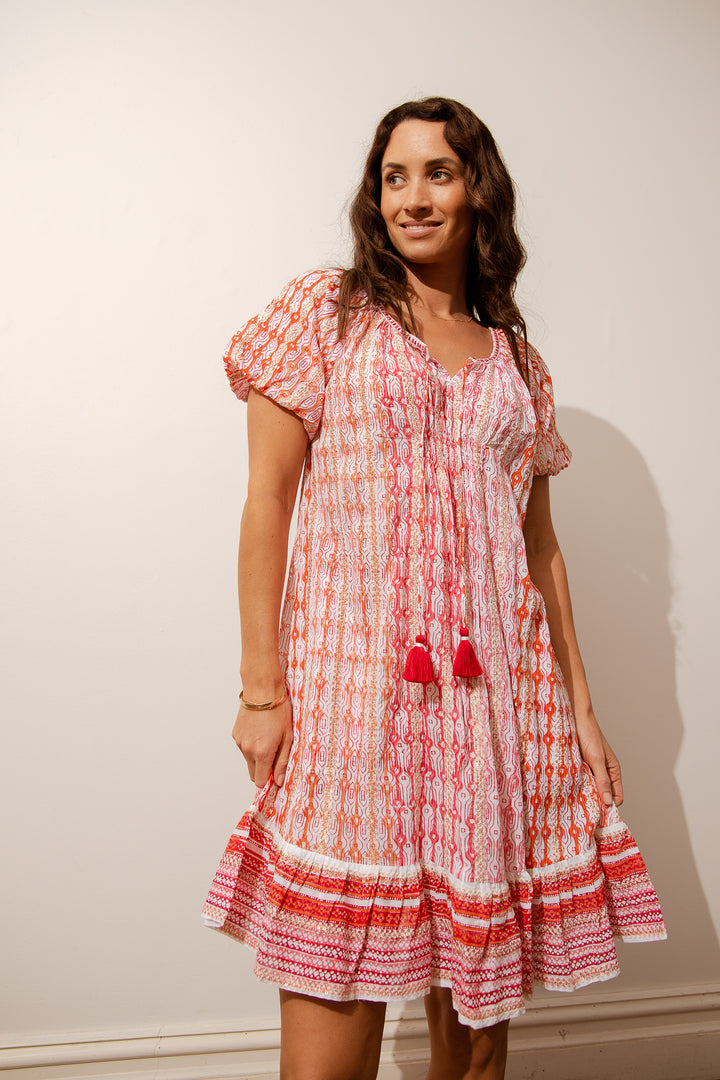 Geo Lines Milton Sundress - Orange