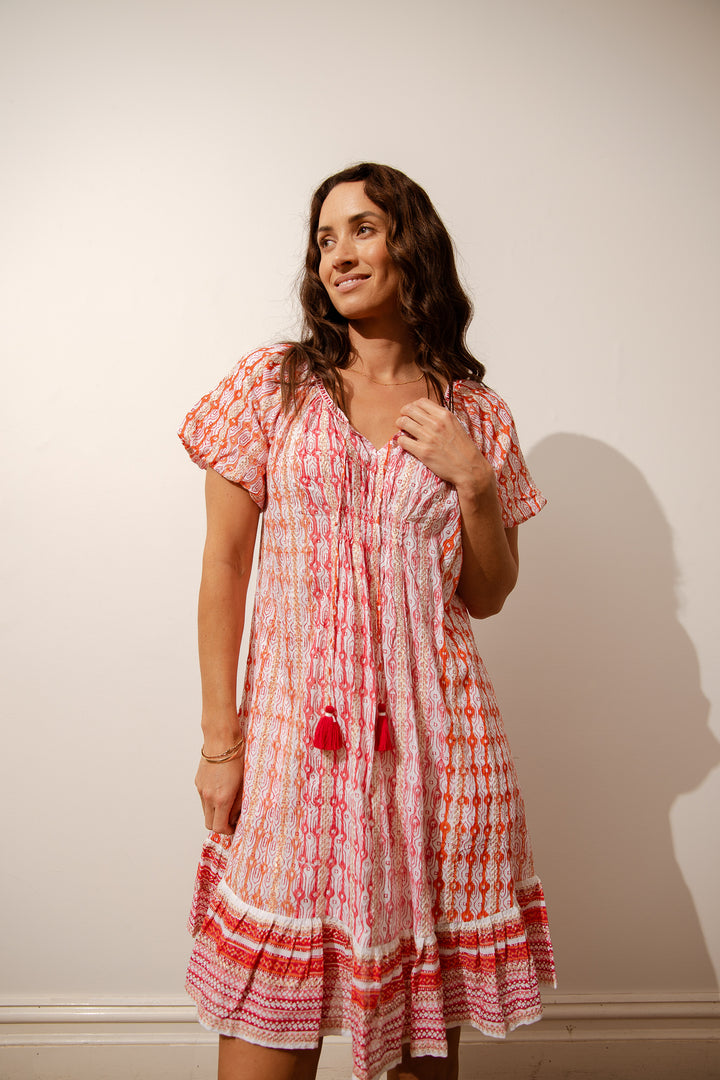 Geo Lines Milton Sundress - Orange