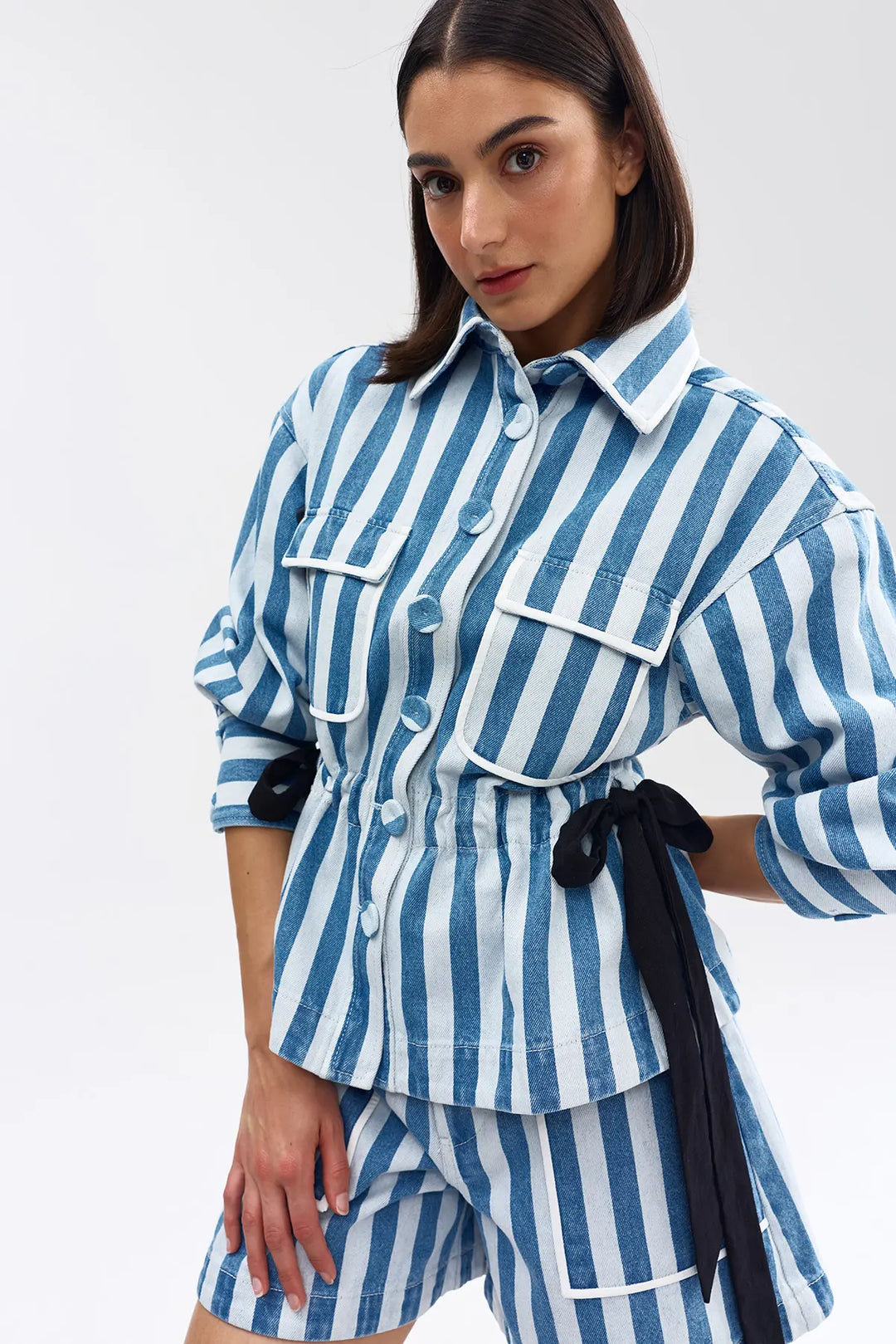 Darcey Jacket - Powder Denim Stripe