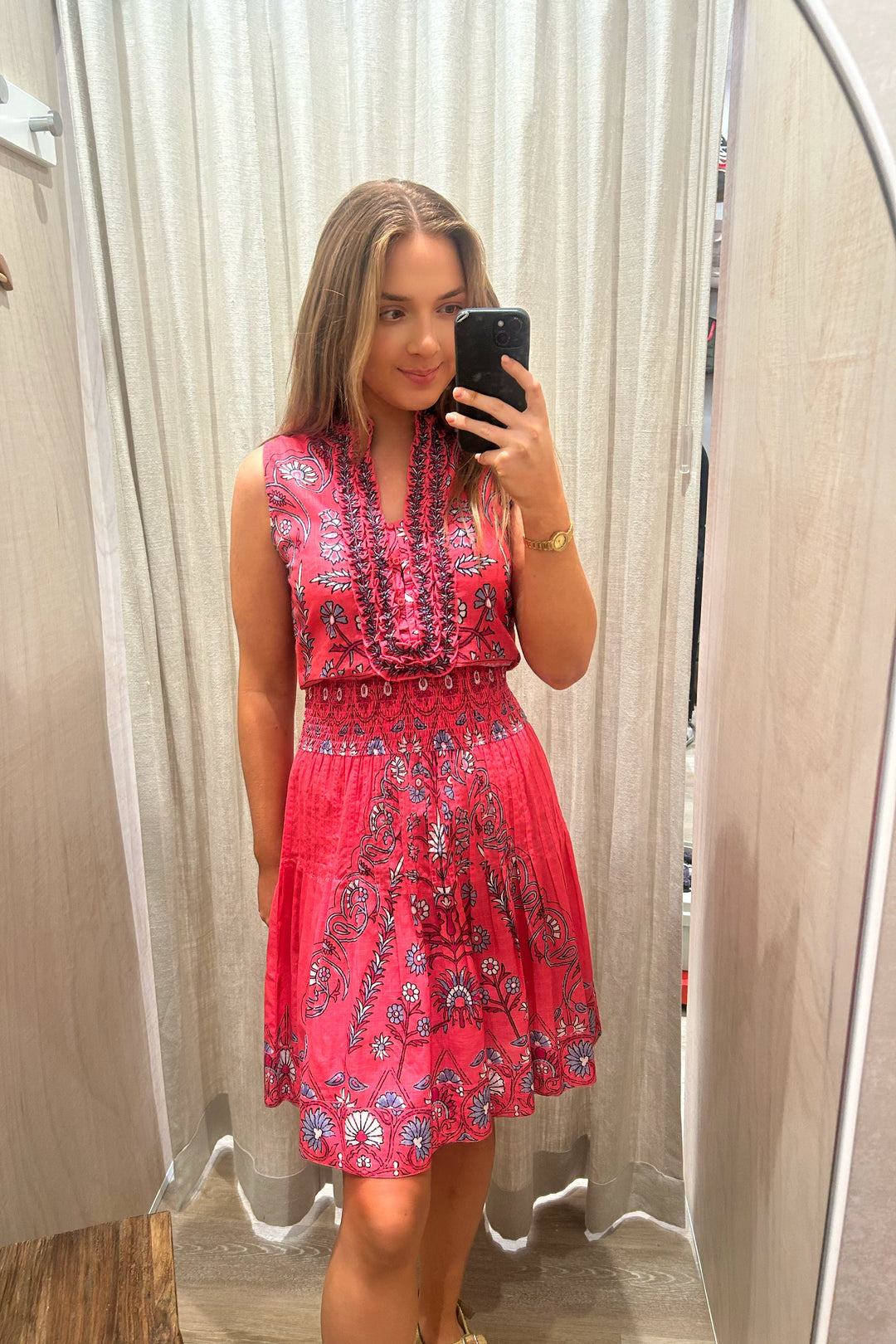 Lola Australia Ruby Cotton Midi Dress in Hindi Raspberry