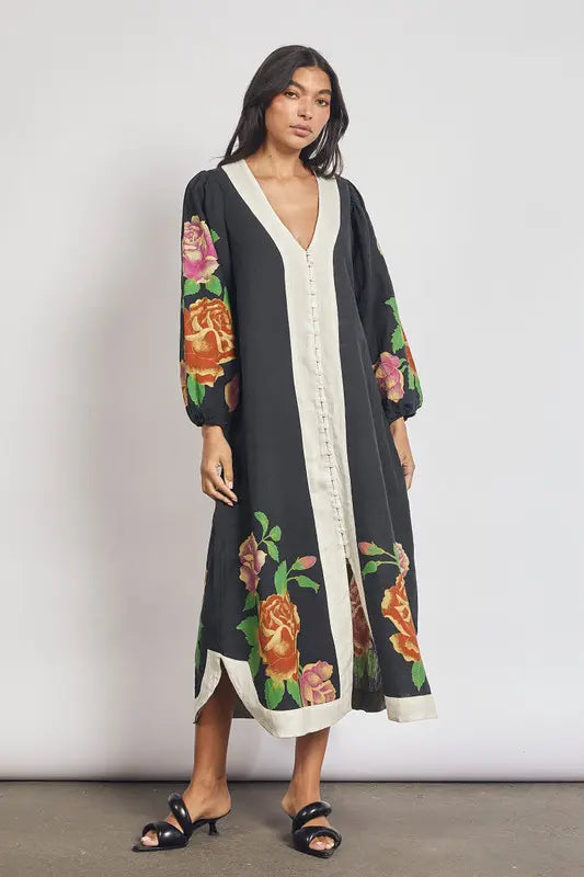 Rosetta Kaftan Dress - Black