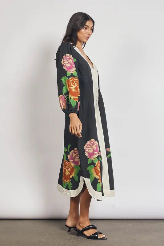 Rosetta Kaftan Dress - Black