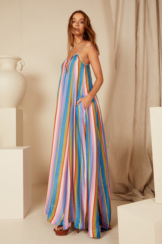 Rainbow Stripe Slip Dress Seasons Emporium Rainbow Stripe Slip Dress Seasons Emporium