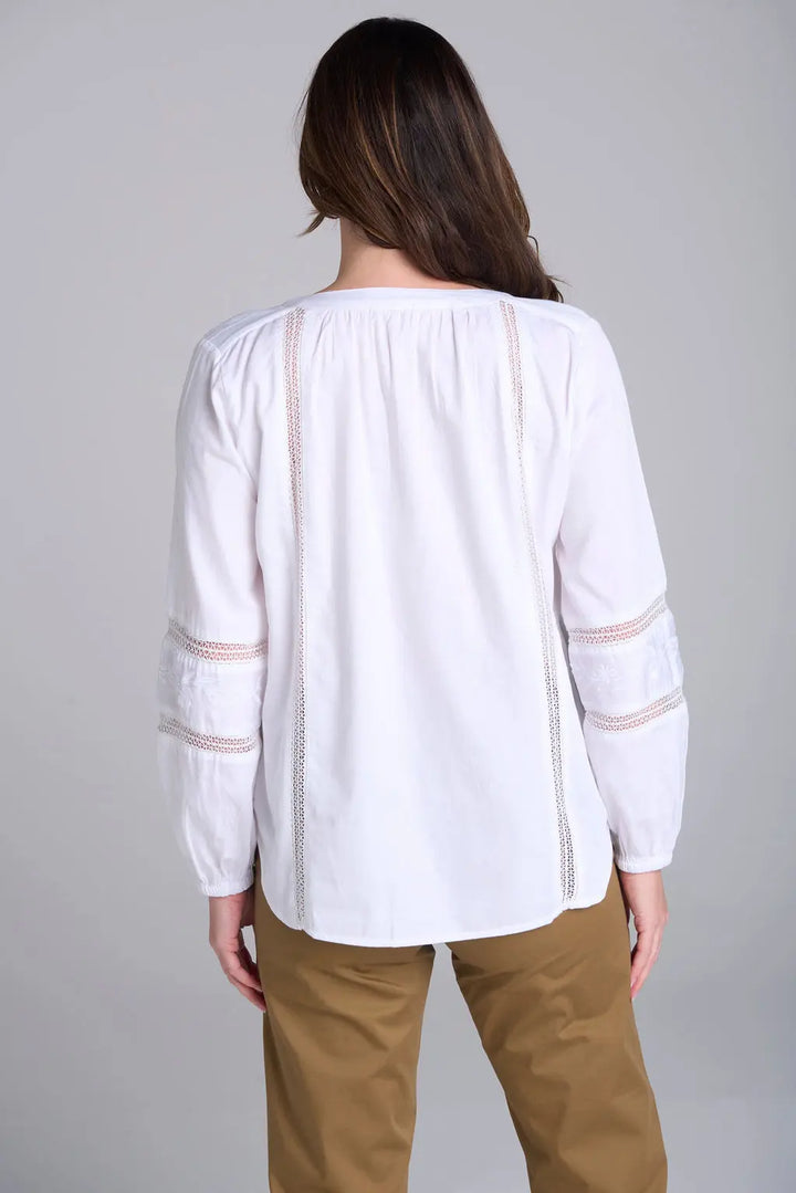 Cotton Ladder Detail Blouse - White