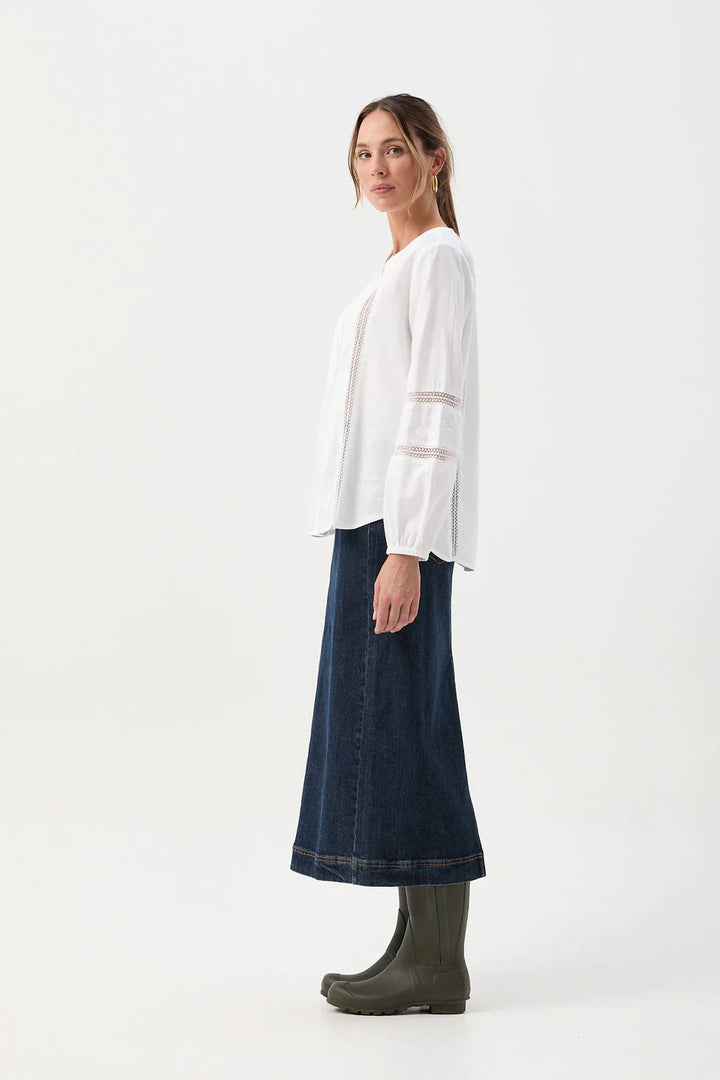 Cotton Ladder Detail Blouse - White