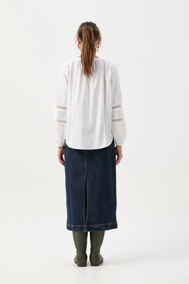 Cotton Ladder Detail Blouse - White