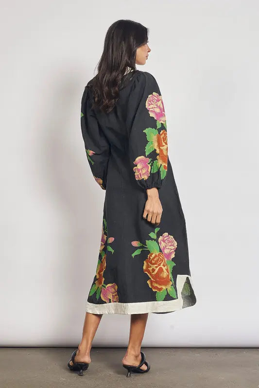Rosetta Kaftan Dress - Black