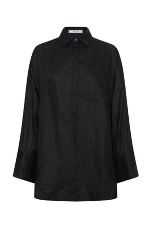 Oversized Shirt - Black Linen – Seasons Emporium