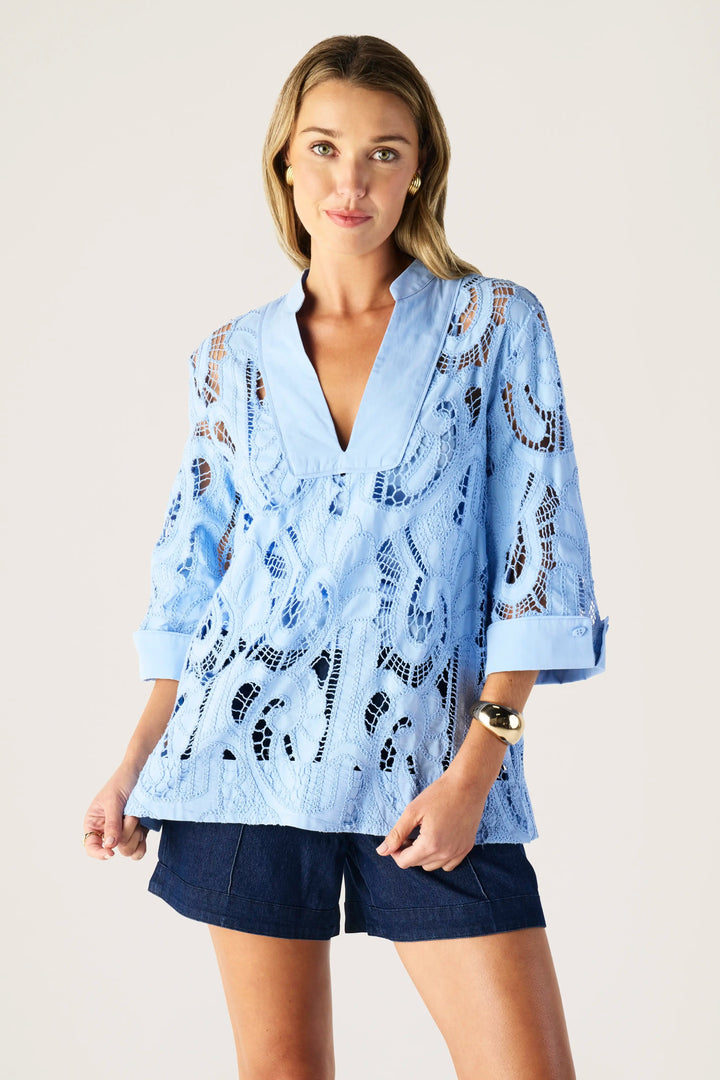 Mos The Label Marbella Tunic Top Cornflower