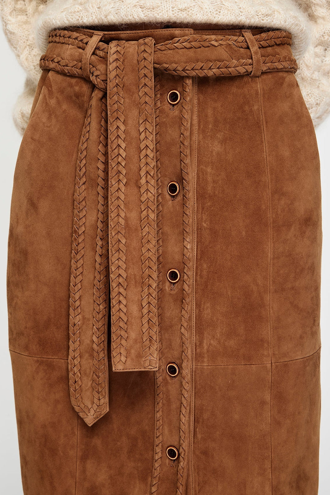 Nola Suede Midi Skirt - Toffee