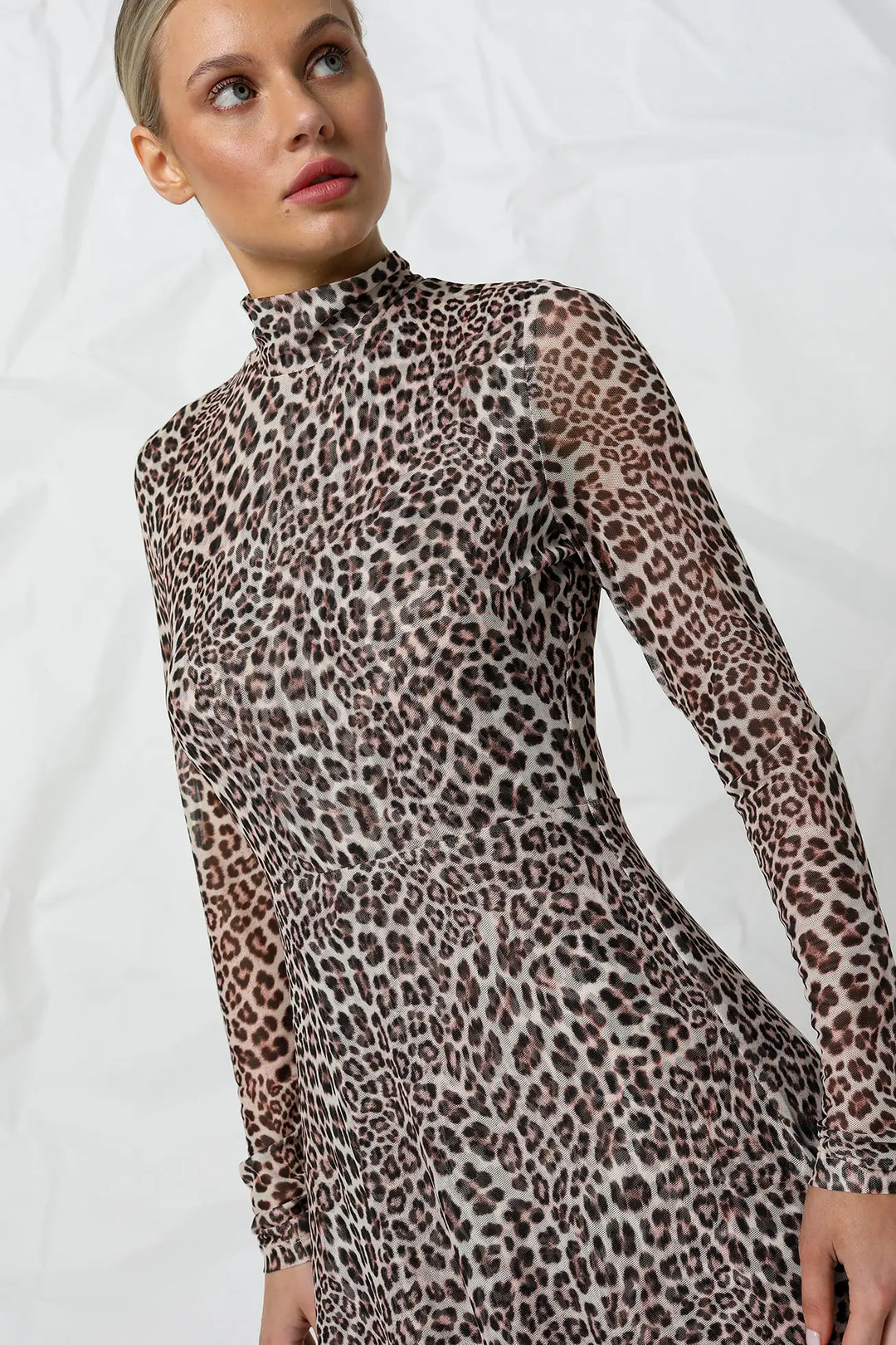 Kennedy Mesh Dress - Snow Leopard