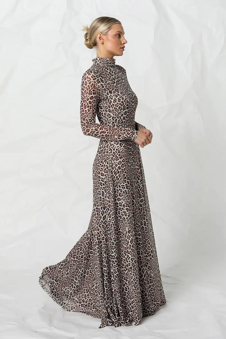 Kennedy Mesh Dress - Snow Leopard