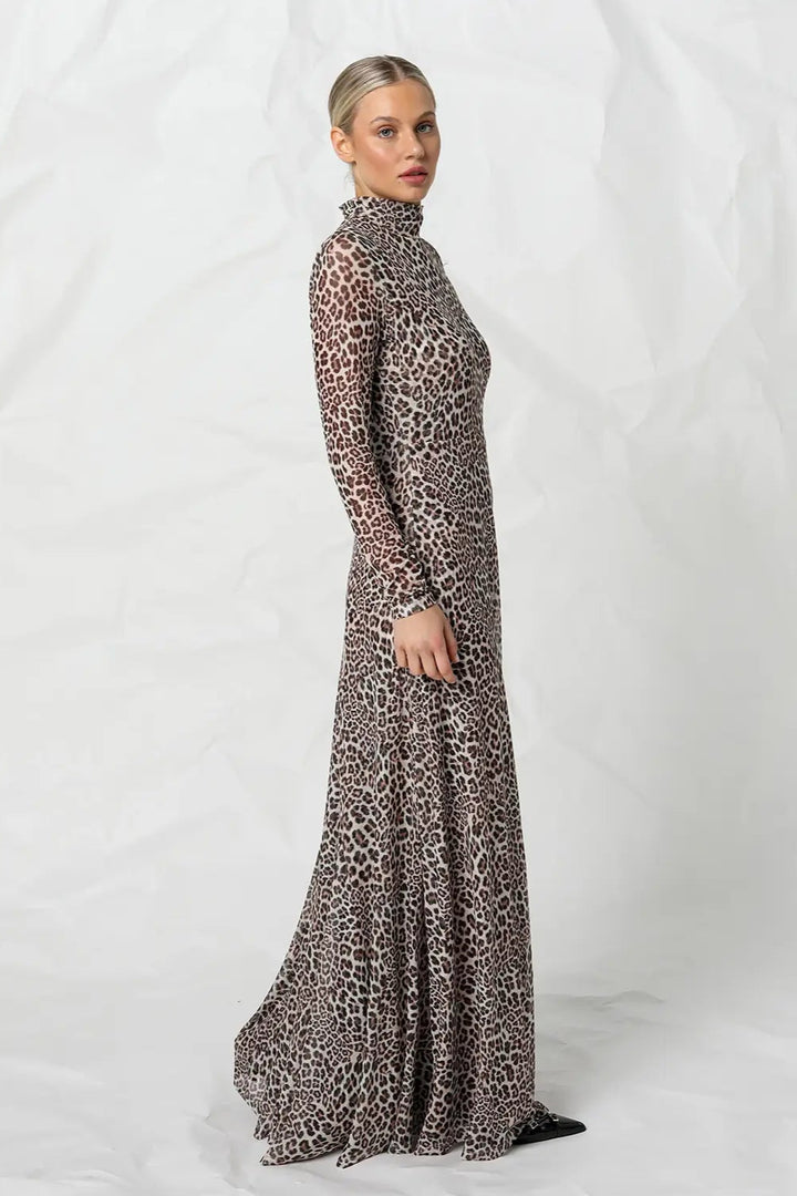 Kennedy Mesh Dress - Snow Leopard