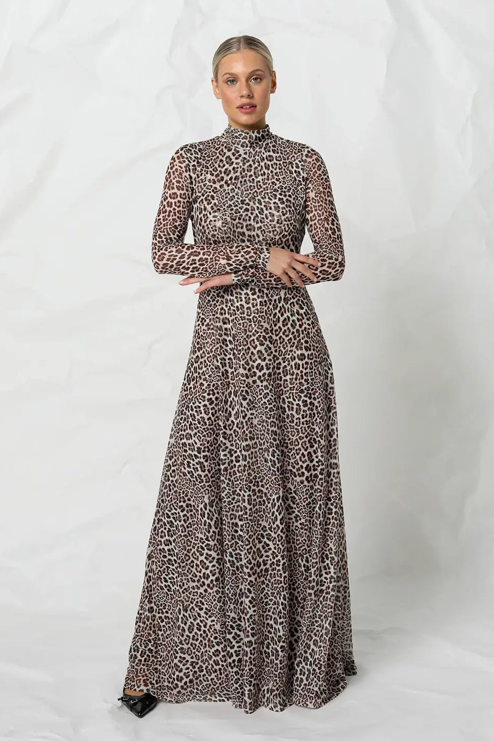 Kennedy Mesh Dress - Snow Leopard