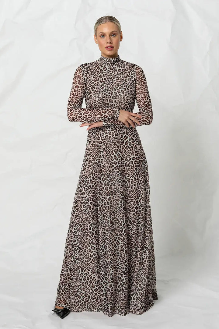 Kennedy Mesh Dress - Snow Leopard