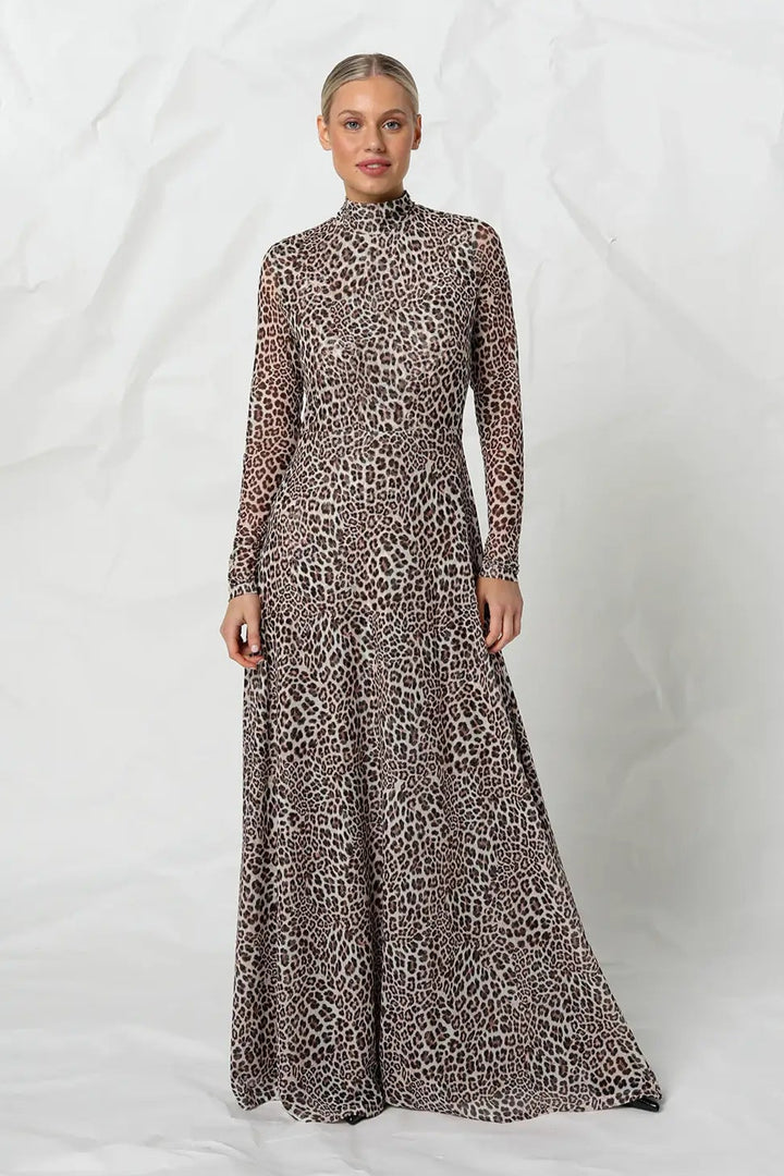 Kennedy Mesh Dress - Snow Leopard