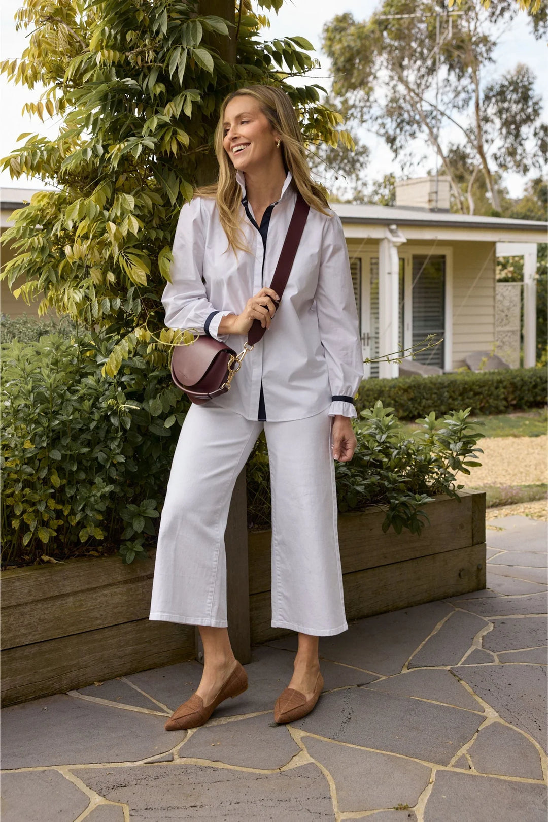 5 Pocket Crop Wide Leg Jean - White