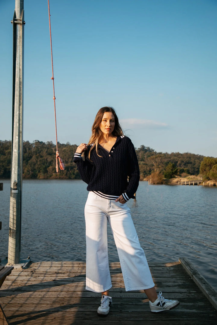 5 Pocket Crop Wide Leg Jean - White