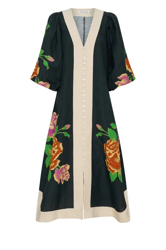 Rosetta Kaftan Dress - Black