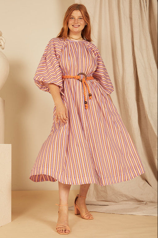 Pleated Neck Midi Dress