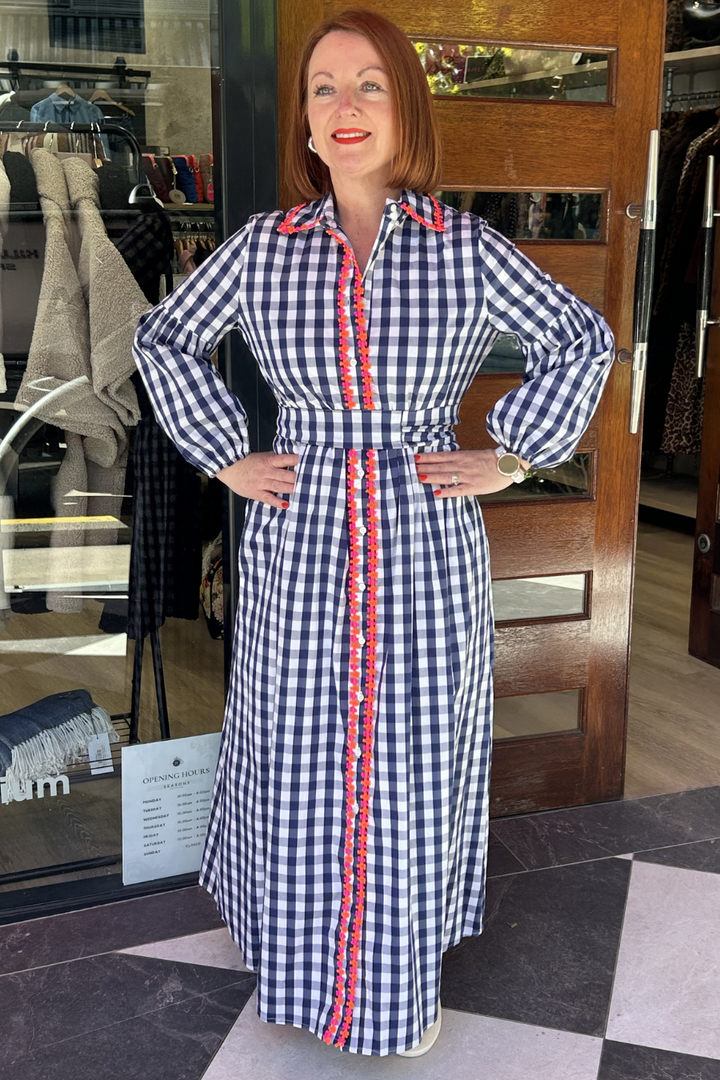 Alejandra Dress - Navy Gingham