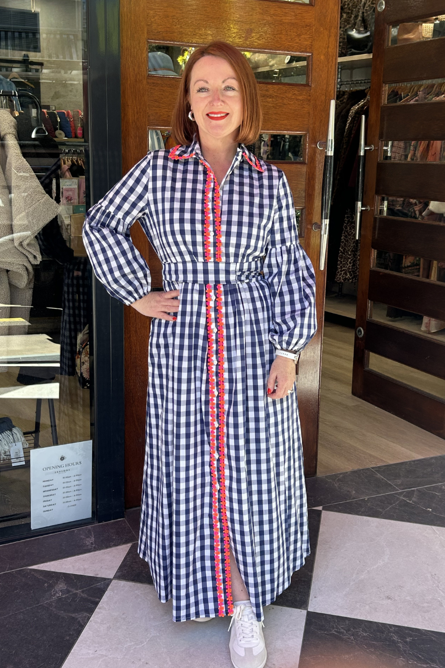Alejandra Dress - Navy Gingham