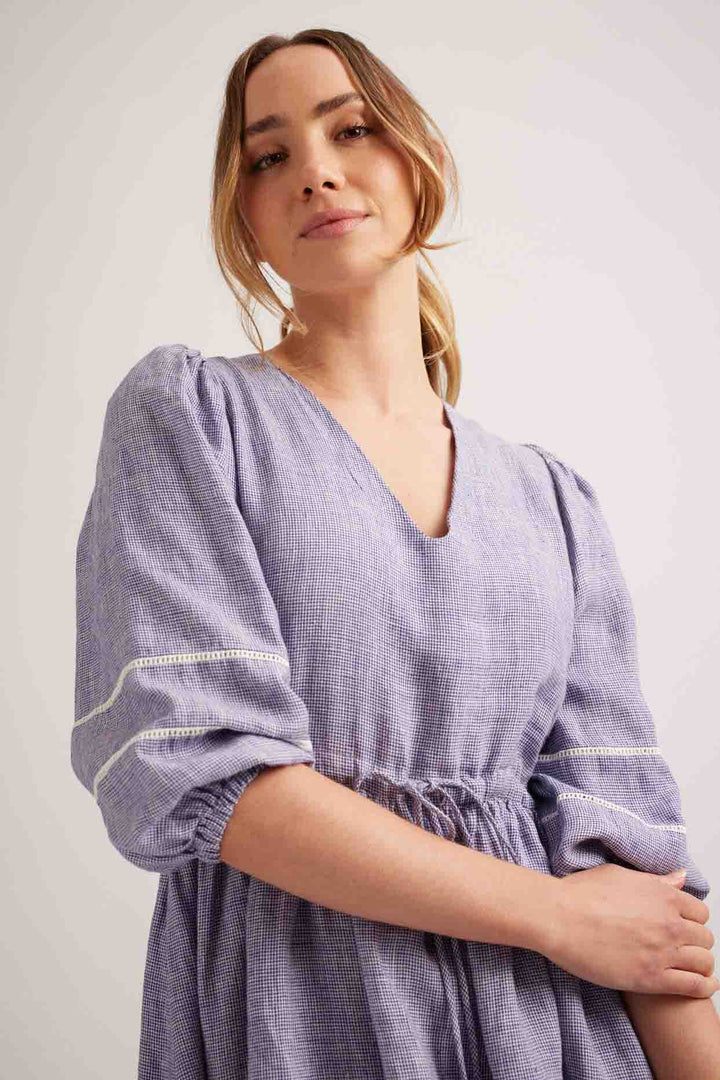 Alessandra Ada Dress - Navy Houndstooth lifestyle shot
