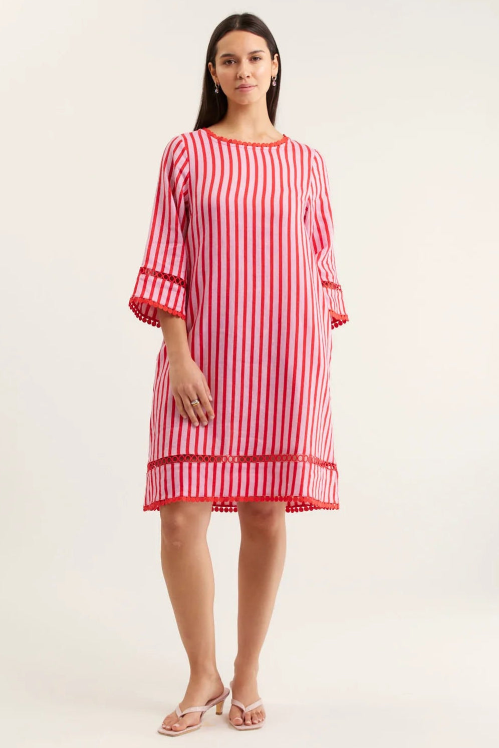Alessandra Claire Bretton Linen Dress Pink Red