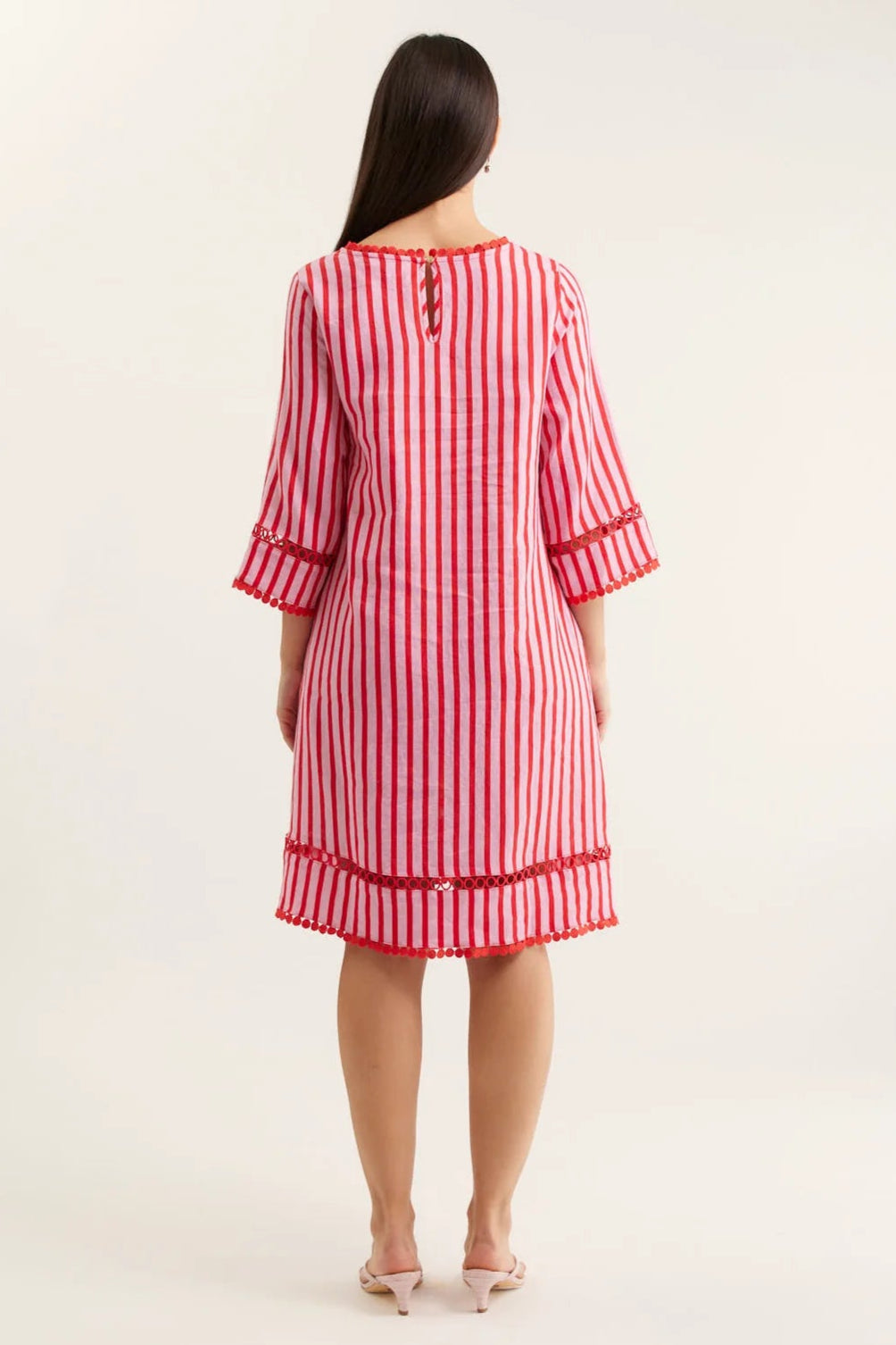 Alessandra Claire Bretton Linen Dress Pink Red