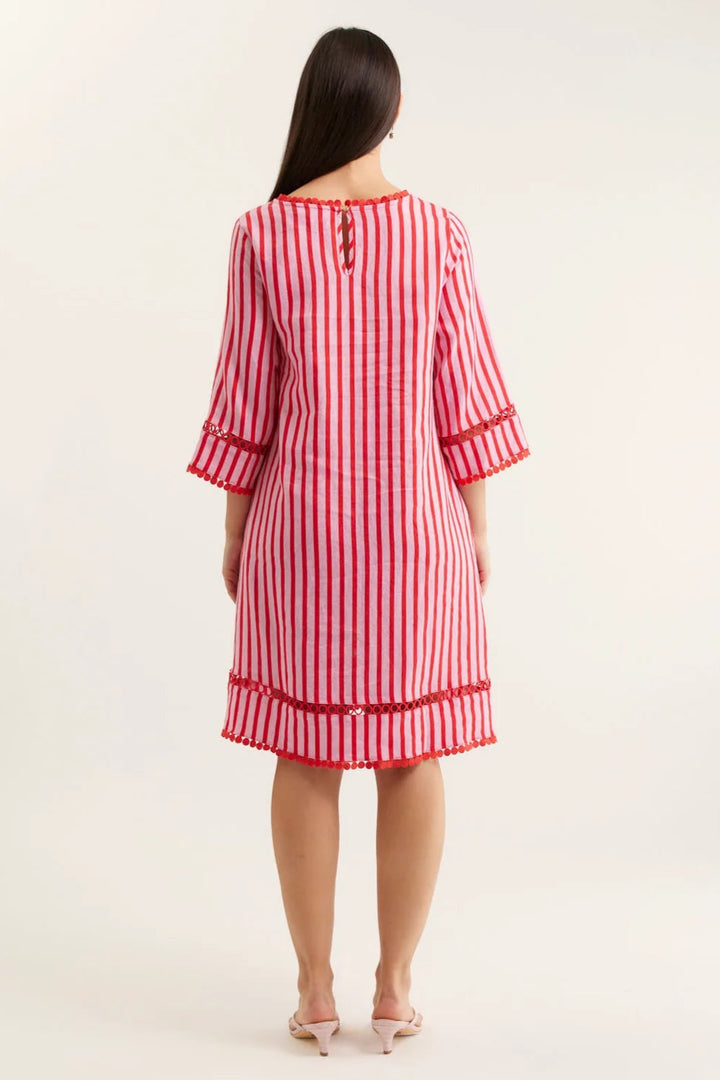 Alessandra Claire Bretton Linen Dress Pink Red