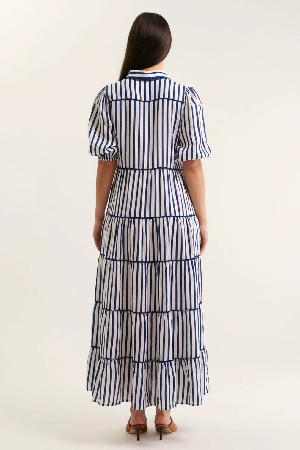 Alessandra Marlow Bretton Linen Dress Navy White