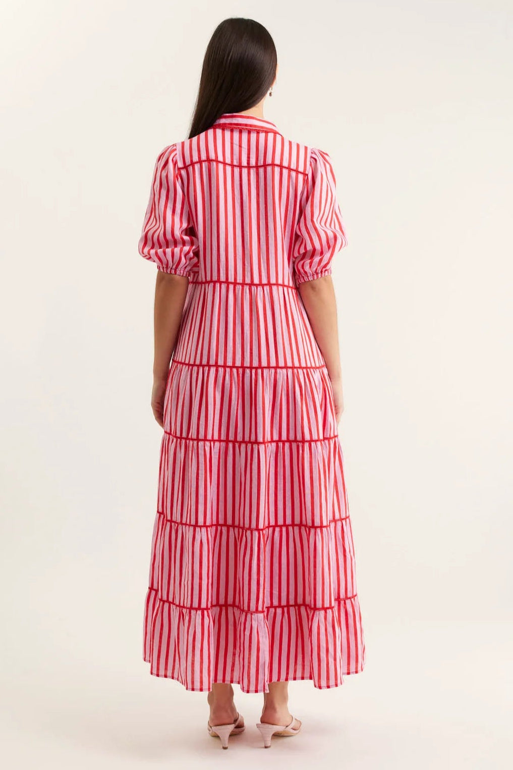 Alessandra Marlow Bretton Linen Dress Pink Red
