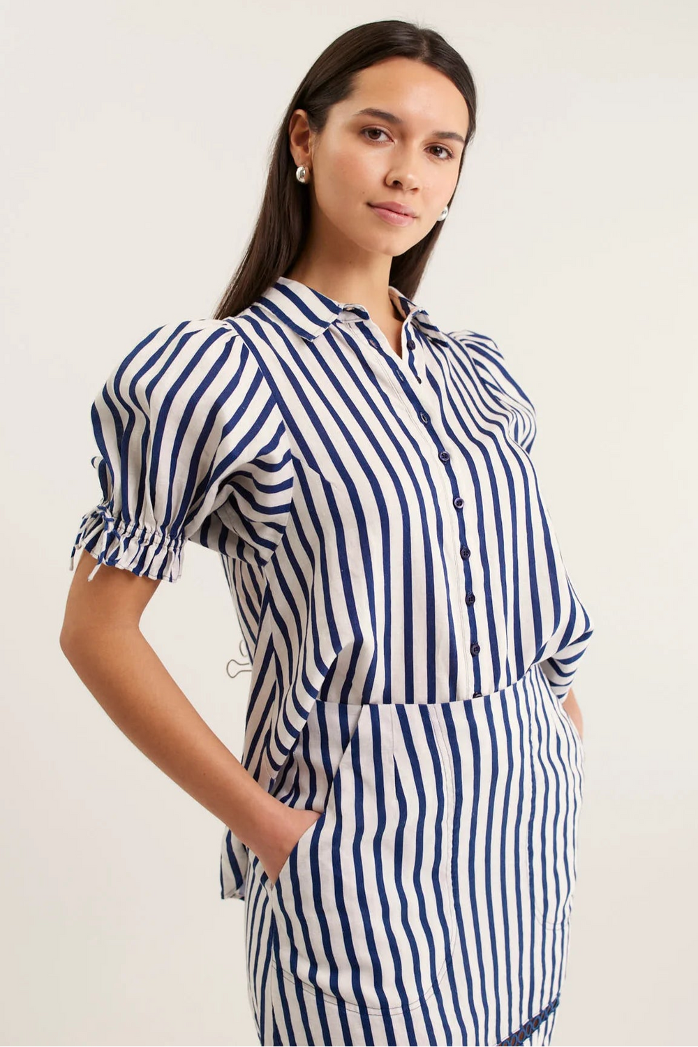 Alessandra Tessa Bretton Shirt Navy White